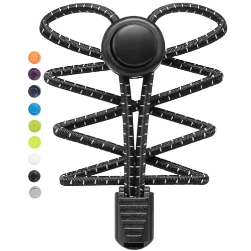 Stepace Cordones Elasticos, 2 pares Cordones Elasticos Zapatillas Deporte, Cordones Zapatos Ajustables sin Atar para Adultos y niños Negro Sólido