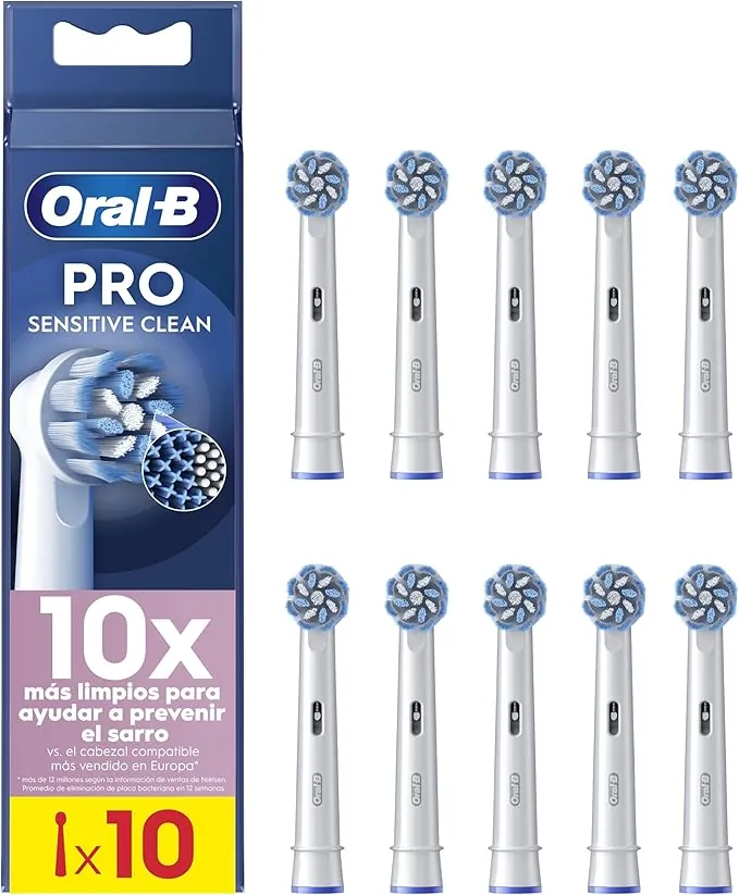 Oral-B Pro Sensitive Clean Cabezales De Recambio ORIGINALES para Cepillo Eléctrico Oral B Pro, 8 Recambios Blancos Con Filamentos Ultrasuaves En Forma De X Para Una Limpieza Suave Y Profunda