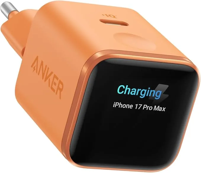 Anker Nano Cargador USB C 45W Inteligente, Cargador iPhone Carga rápida con reconocimiento Inteligente, Compatible con iPhone 17/16/15, iPad Pro, iPad Air (sin Cable, 1 Puerto USB-C, No Plegable)
