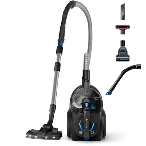 PHILIPS PowerPro Expert 7000 Series - Bagless Vacuum, TriActive+ LED Nozzle, Anti-Allergy Filter, 900 Watt, Glossy Black (FC9747/09)