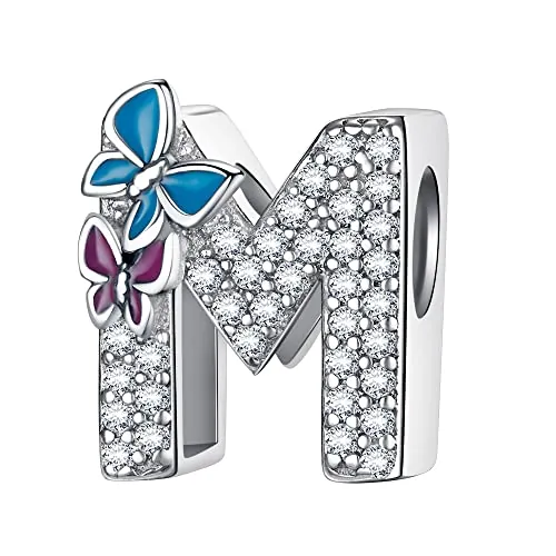 LNQOBU A-Z Abalorio Charms de Plata de Ley 925 con Letra Compatible con Pulsera Europeo Mujer Niña