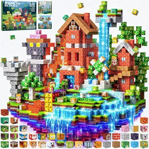 Bloques Magneticos Construccion Niños 220 Piezas 2CM 3+ Magneticas, Juego Magnetic Blocks Tiles Construcción, Juguetes Montessori para Niños 4 5 6 7 8 9 10 11 12 Regalos de Cumpleaños para Niñas