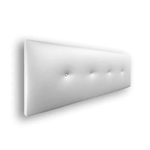 Silcar Home - Cabecero de Cama 135 Blanco Silvi - Tapizado, Estructura Madera, Hilera Botones Estilo Moderno - Fácil Instalación, Acolchado Confort - 135 cm, Polipiel Blanco