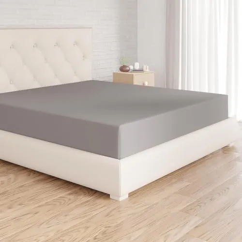 Amazon Basics Sabana Bajera Ajustable, 180 x 200 x 30 cm, de Poliéster Microfibra, Gris Oscuro
