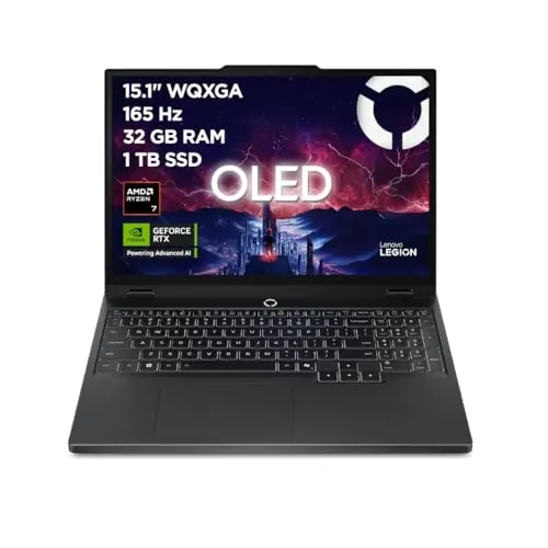 Lenovo Legion 5 Gen 10 - Portátil Gaming IA 15.1" OLED (AMD Ryzen 7 260, NVIDIA GeForce RTX5060, 165Hz, 32GB RAM, 1TB SSD, Wi-Fi7, Sin Sistema Operativo) QWERTY Retroiluminación Blanca, Español-Negro