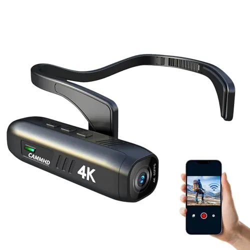 CAMMHD C2 Cámara de Video 4K, Cámara de Vlog para Llevar Puesta con Estabilizador de 6 Ejes, Grabadora con Control por App Wi-Fi (64G)