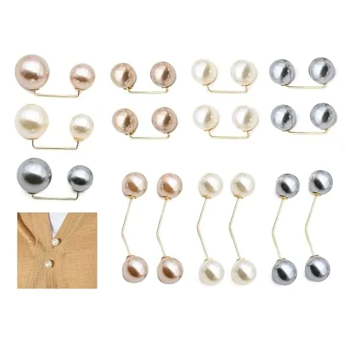 SURALIN Broche de perlas artificiales de 15 piezas, broches de perlas de imitación para mujer, broches para mujer, broches, pinzas para la ropa, accesorios de joyería para ropa