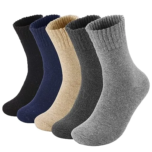 MOSOTECH Calcetines Térmicos Hombre Invierno Frío Extremo 5 Pares | Rizo Suave Interior, Cálidos y Transpirables, Cómodos para Casa, Regalo Ideal, Talla 39-45