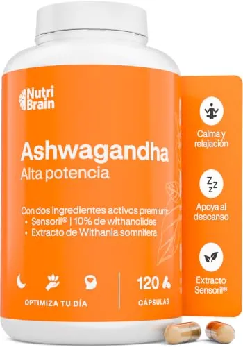 Ashwagandha Alta Potencia: Adaptógeno con Sensoril® (10% Withanólidos) | Sueño Profundo, Estrés, Bienestar, Energía, Concentración | 120 cápsulas | 4 Meses | 2x Más Concentrado que Ashwagandha KSM-66
