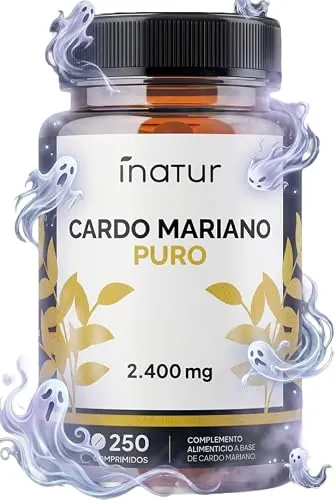 Cardo Mariano 2.400mg - 250 Comprimidos - 80% Silimarina de Extracto 40:1 | Detox Hepático Natural - +8 Meses de Suministro - Apto para Veganos - Sin OGM y Sin Gluten