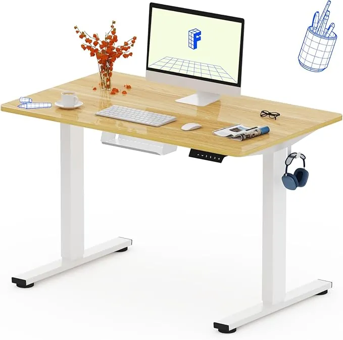 FLEXISPOT 100X60cm Escritorio Elevable Eléctrico con Tablero Entero, Standing Desk, Mesa Elevable Escritorio de Elevable con 4 Opciones de Memoria Inteligente para Oficina y Hogar(Arce)