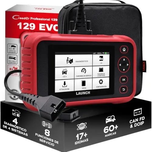 LAUNCH EUROPE CRP 129 EVO V3, escáner OBD2: 4 sistemas, 8 servicios | Auto VIN, datos en tiempo real, informes, protocolos CAN FD/DoIP, módulos opcionales BST-360/i-TPMS y asistencia en línea