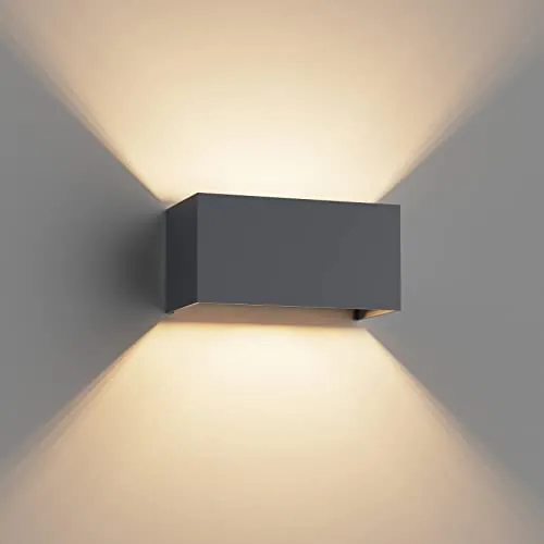 Klighten Aplique de Pared Exterior Con G9 LED Bombillas Reemplazables, Blanco Cálido 3000K Lampara de pared Interior/Exterior IP54 Ángulo ajustable Lámpara Pared (Antracita)