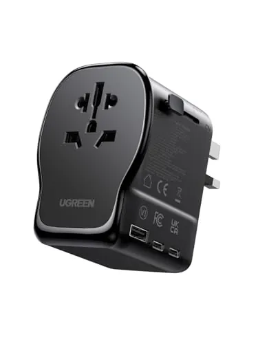 UGREEN 65W 4 EN 1 Adaptador Enchufe Universal de Viaje 3 USB EU UK US AU