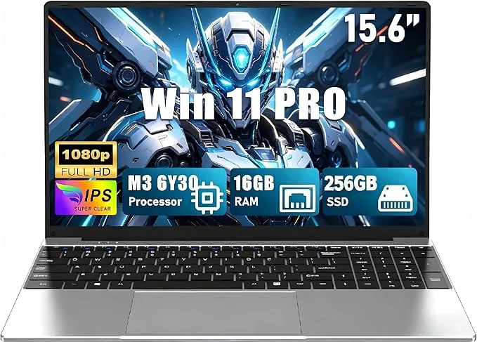 16 GB RAM 256 GB SSD Ordenador portátil 15,6 Pulgadas portátil M3-6Y30 (0,9 a 2,2 GHz),pc portátil,FHD 1920 x 1080P,5000 mAh/38,5 WH,Tarjeta TF cámara Web Panel táctil,Estudiante/Profesional