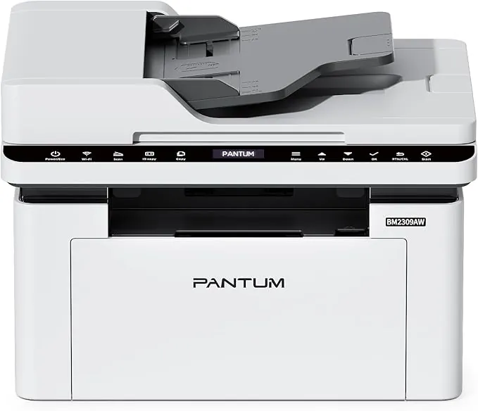 PANTUM BM2309AW BM2300AW Impresora láser multifunción WiFi, Blanco y Negro, impresión escaneado Copia 3en1 con Alimentador de Hojas, impresión Manual A4 a Doble Cara, WiFi USB 0PPM, Airprint Mopria