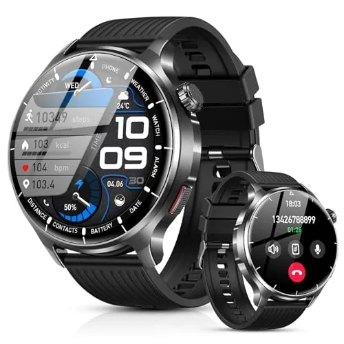 SLOKSFil Reloj Inteligente Hombre con Bluetooth Llamada, 1000mAh Smartwatch Hombre con 1,52" HD/110+ Modos Deportes/24/7 Pulsómetro/Sueño/IP68 Impermeable/Podómetro Android iOS (Silica)