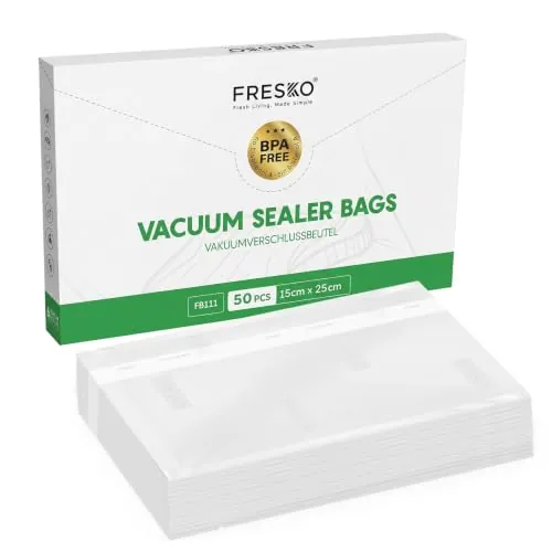 FRESKO Bolsas De Vacío Para Alimentos 15x25 cm 50 Bolsas