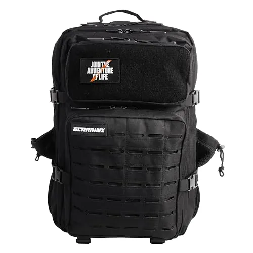 Mochila Táctica 45L V2 Repelente al Agua – Oxford 1000D, Cabina Avión y Viaje, Gimnasio y CrossTraining, Compartimento Portátil y Zapatillas, Cremallera Impermeable (Negro) by ELITEX TRAINING