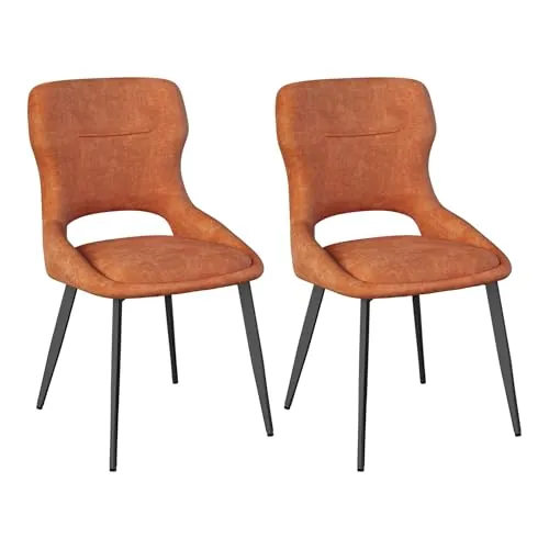 WOLTU Juego de 2 sillas de Comedor,Chenilla,Naranja
