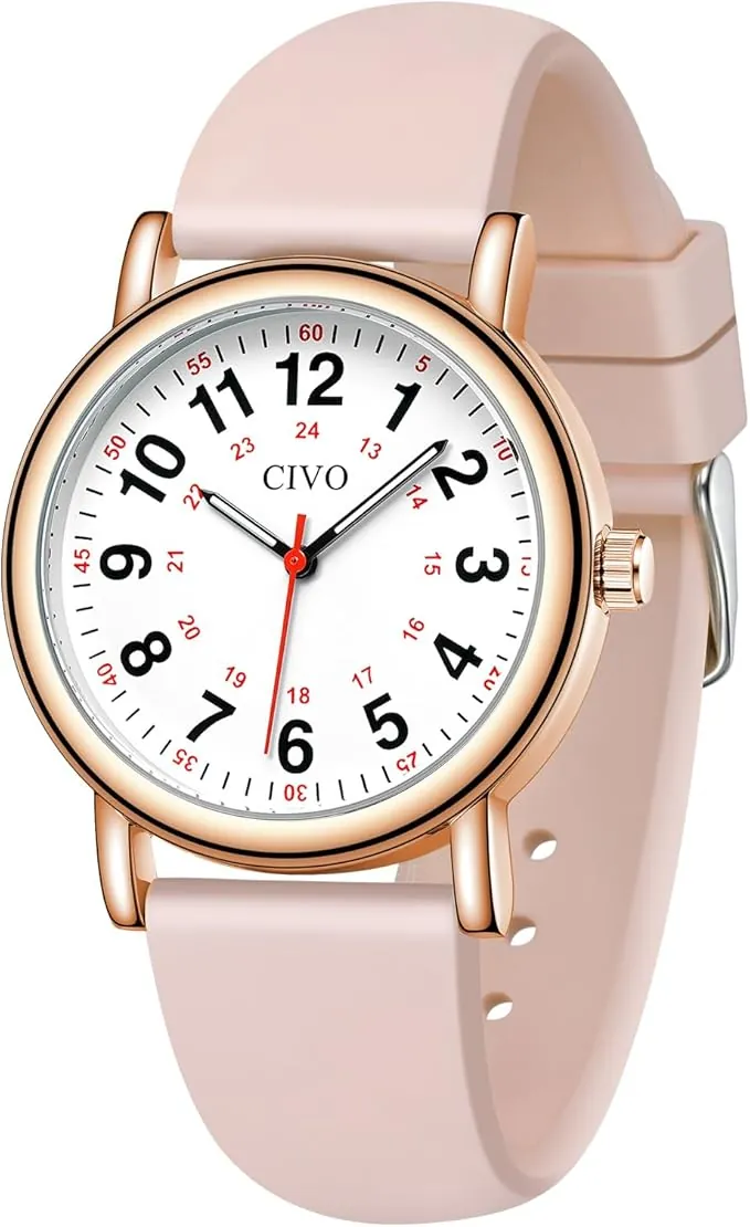 CIVO Reloj Enfermera Mujer Hombre: Impermeable con Esfera Fácil Lectura - Relojes de Pulsera Analógico Luminosa - Regalo per Estudiante de Medicina