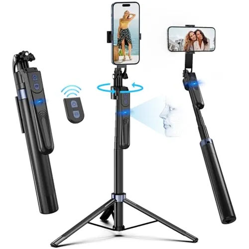 Automático Trípode para teléfono móvil de Seguimiento de la Cara, 180cm trípode de Palo Selfie de rotación 360 para iPhone y teléfonos Android, Palo Selfie tripode para movil para Video/Vivo