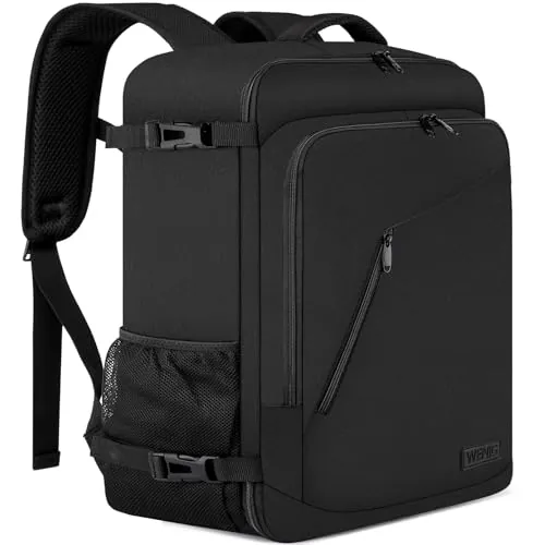 Mochila Viaje Cabina Avion 55 x 40 x 20 Equipaje de Mano Bolsa de Viaje Hombre Mujer Maletas de Viaje Cabina Mochila Portatil 17.3 Pulgadas con Puerto USB para Trabajo,Escuelas 44L Negro