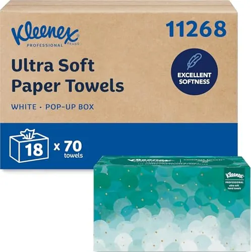 Kleenex Ultra Soft Pop-Up Hand Towels 6088, Súper Suaves, Resistentes y Absorbentes, Toallas de Papel Interleaved, 18 Cajas x 70 Hojas, 1,260 Total
