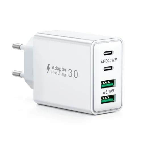 Cargador USB C 40W, Cargador iPhone Carga Rapida Múltiple USBC Enchufe PD+QC Rápido Pared Adaptador Tipo C Movil Cargadors para iPhone 17 16 15 14 13 12 11 Pro MAX Plus,iPad,Samsung USB Charger