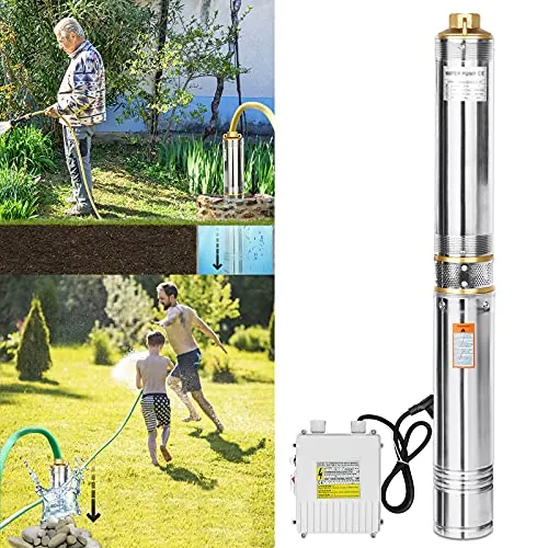 UISEBRT Bomba para pozos profundos de acero inoxidable, 0,75 kW/1 hp hasta 4.000 l/h, caudal, bomba sumergible de 750 W, compatible con arena