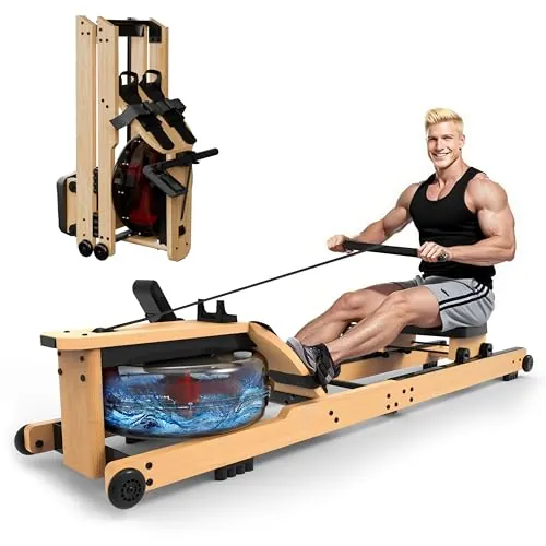 Aeriflo Máquina de Remo para Casa, Plegable, Agua, Madera de Bambú
