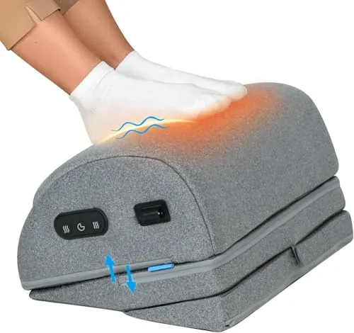 COMFIER Escritorio con Reposapiés con Calefacción y Vibración, Masajeador de Pies Ajustable en 3 Alturas, Función Ergonómica de Calor y Masaje para Oficina, Silla Gaming y Oficina en Casa