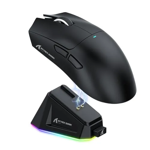 ATTACK SHARK X11 Gaming Mouse with Magnetic Charging Dock, PixArt PAW3311 Gaming Sensor, BT/2.4G Wireless/Wired Gaming Mouse, 22000 dpi, Office Mice Gamer Mice for Win11/Xbox/PS/Mac (Negro)