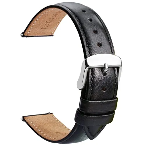TStrap - Relojes de pulsera de piel de 20 mm, reemplazable flexible, marrón, de liberación rápida, correa de reloj inteligente para hombres y mujeres con hebilla de ardillón, 14 mm, 16 mm, 18 mm, 19