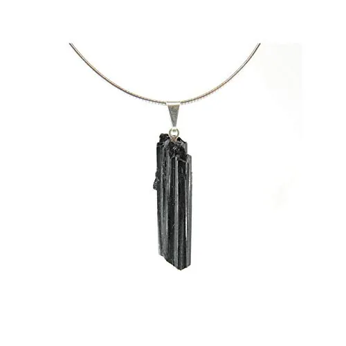 Colgante de Turmalina Negra en Bruto con Cordón de Brasil Calidad Extra Piedra 100% Natural Protección Gemas Gema Piedras