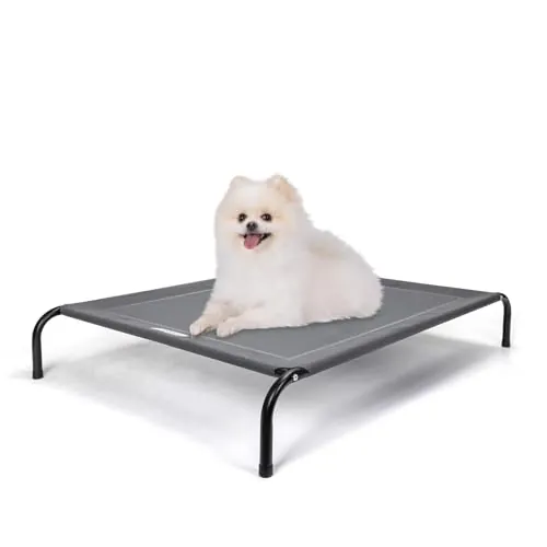 Nobleza Cama Elevada Perro Pequeño, Cama Refrescante Perro, Cama de Mascotas Transpirable para Exterior Interior Jardín Terraza, Cama Perro Robusto Lavable, Gris, S, 87x65x20CM