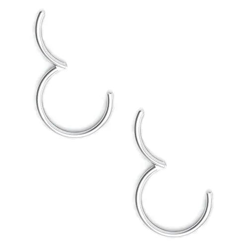Body CAC 2 Piezas-0.8mm×8mm Mujeres Acero Quirúrgico Bisagras Nariz Anillos Oreja Acero Inoxidable Helix Piercing Cartílago Tragus Stud Pendientes