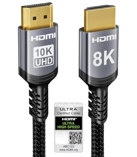 Sniokco 10K 8K 4K Cable HDMI 2.1 48Gbps 1 Metros Certificado Cable HDMI® Ultra Alta Velocidad 0.01ms 4K 240Hz 165Hz 120Hz 8K 60Hz eARC Netflix HDCP 2.3 2.2 HDR10+ TV Monitor Proyector Roku