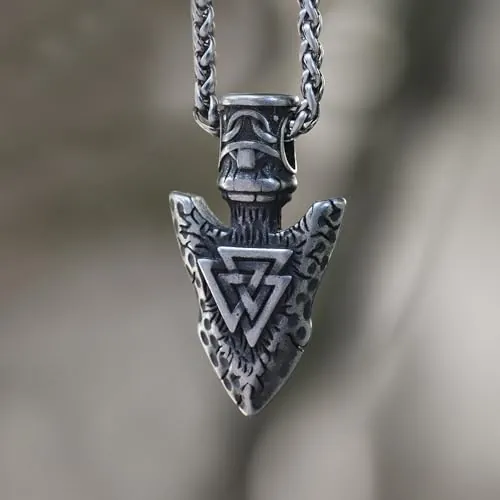 Colgante nórdico de acero inoxidable con diseño de triángulos vikingos, con símbolo de valor y destino, 24inches, Acero inoxidable, No es una piedra preciosa