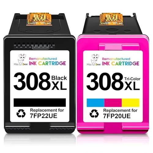 Miss Deer 308XL Cartuchos de Tinta Compatible con Cartuchos de Tinta HP 308 Negro y Color para HP Envy 6120e 6100e 6110e 6122e 6130e Envy 6520e 6500e 6530e 6532e DeskJet 2920 4310 4320,308XL Tinta