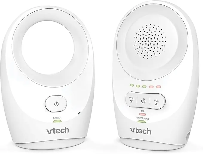 VTech BM1120 Monitor de Audio para Bebé, Transmisión de Sonido Clara y Segura, Largo Alcance, Pantalla LED de 5 Niveles de Volumen, Pinza para Cinturón, Baterías Recargables