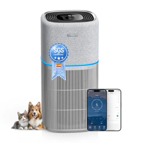 Redkey P3 Purificador de Aire, Purificador para Alergias y Mascotas para Habitaciones Hasta 100 m² | CADR 1000 m³/h Filtro True HEPA, elimina el 99,97% de Polen, Moho, Olores, Polvo, ultrasilencioso