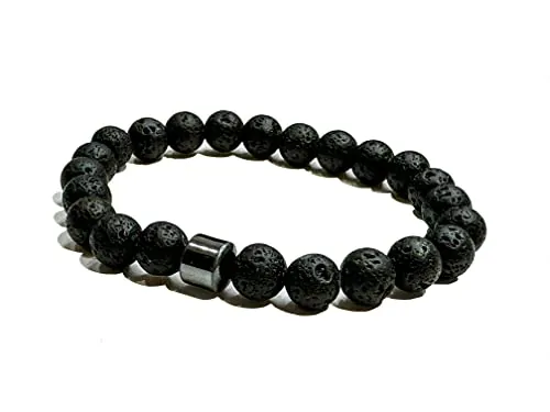 LW LUXOTTICA DI LEWIS Pulsera Hombre Perlas Negra Brazalete Piedras Naturales Onix - Mejor Regalo para Hombre Amigo Padre Hermano - Regalo Cumpleaños Navidad San Valentín