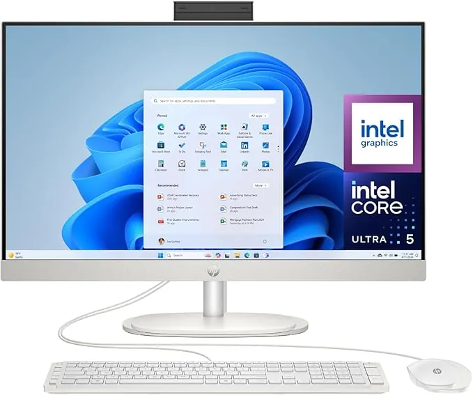 HP 27-cr2002ss - Ordenador de 27" Full HD con Cámara, Teclado y Ratón Inalámbricos (Intel Core Ultra 5 225U, 32GB RAM, 1TB SSD, Intel UHD Graphics, Windows 11) Blanco - Teclado QWERTY Español