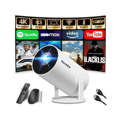 [App Integrada & 2026 Upgraded] Proyector 4K 1080P Mini Proyector Portátil con WiFi 6 Bluetooth5.2 Auto Corrección Automática Trapezoidal 270° Rotación Compatible con HDMI/USB/PC, Blanco