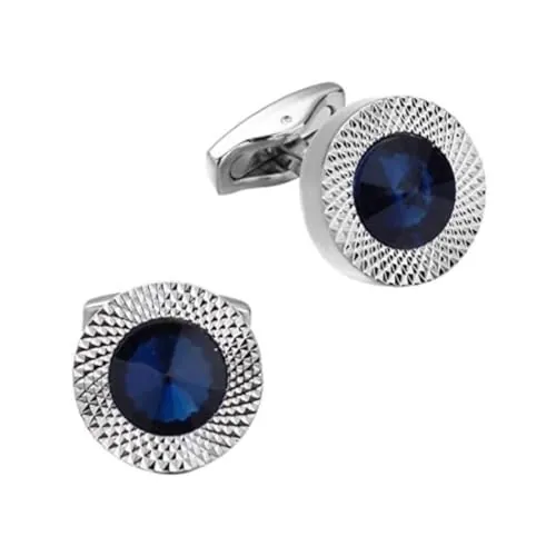 YKKJ Gemelos Hombre Personalizados Boda Regalo para Hombres, Azul + Plata, con Piedra Azul, para Bodas, Negocios, Comerciales, Día del Padre