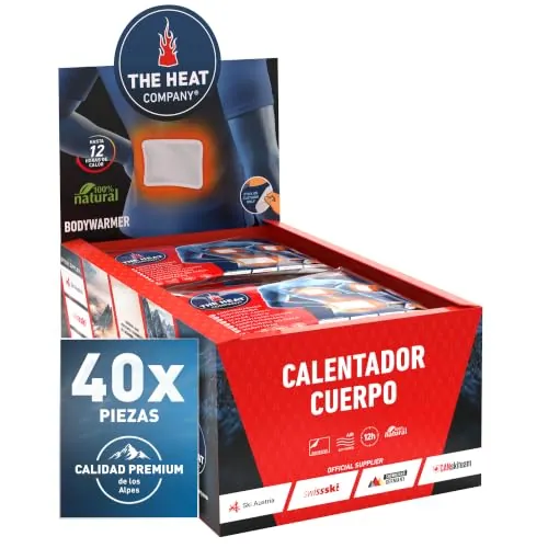 THE HEAT COMPANY Calentador Cuerpo - 12h de Calor Acogedor - Extra CÁLIDO | 40 piezas, 100% natural, calor instantáneo, espalda y cuello caliente, parches térmicos, activado por aire, adhesivo