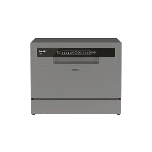 Candy CP 6E51LS Lavavajillas Pequeño y Compacto, 6 Servicios, Digital, 51DBA, 5 Ciclos, Media Carga, Inicio Diferido 3-6-9 horas, Indicador Sal y Abrillantador, Indicador Fin de Ciclo, Inox