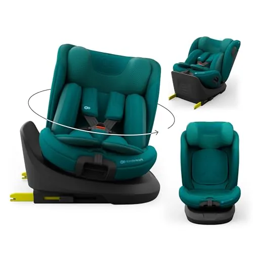 Kinderkraft I-GROW 2 PRO Silla de coche, I-SIZE 40-150 cm, Isofix, Silla coche bebé, para niños, Ajustable, Sillade, RWF, FWF, Universal para coche, Asiento, 360º, Grupo 0+/1/2/3, 0-36 kg, Verde