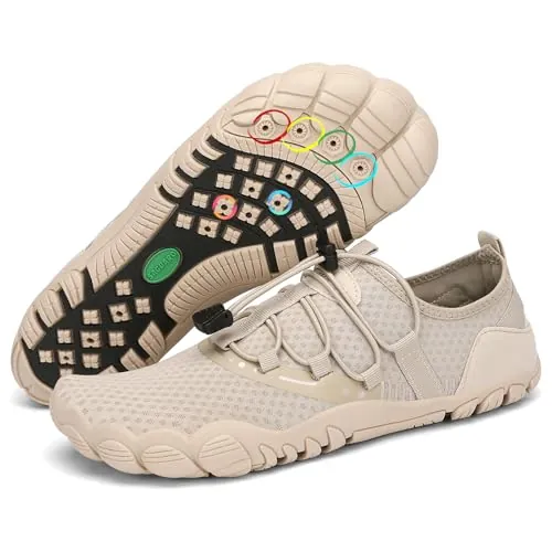SAGUARO Escarpines Mujer Zapatillas Agua Hombre Secado Rápido Barefoot Zapatos de Agua Antideslizante Escarpines Surf Ligeras Zapatillas Minimalistas para Playa Snorkel Kayak Caqui Almendra,Gr.37